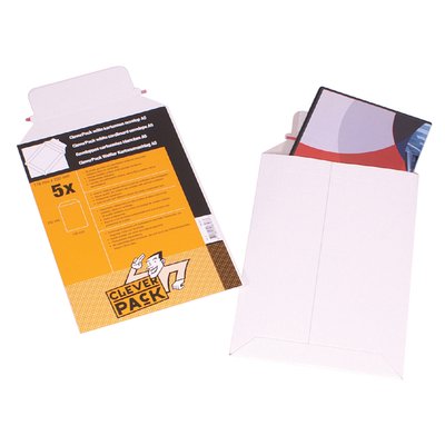 Envelop CleverPack karton B4 250x353mm wit pak à 5 stuks