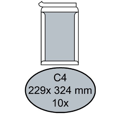 Envelop Quantore bordrug C4 229x324mm zelfklevend wit 10 stuks