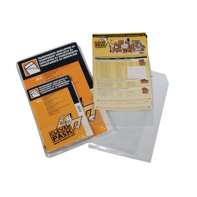 Envelop CleverPack akte A4 220x300mm zelfklevend transparant 50 stuks