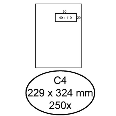 Envelop Quantore C4 229x324mm venster 4x11cm rechts zelfklevend 250st