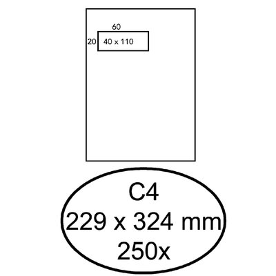 Envelop Quantore 229x324mm venster 4x11cm links zelfklevend 250 stuks