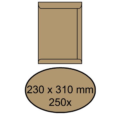 Envelop IEZZY akte 230x310mm zelfklevend 90gr bruin 250 stuks