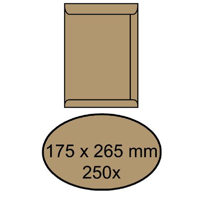 Envelop akte IEZZY 175x265mm zelfklevend 90gr bruin 250 stuks