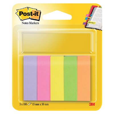 Marque-pages Post-it 670 15x50mm papier assorti 5x 100 feuilles