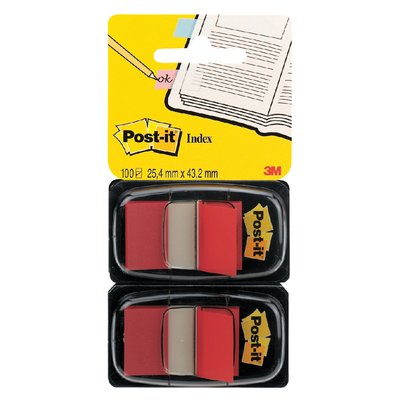 Marque-pages Post-it 680 25,4x43,2mm Pack Duo rouge