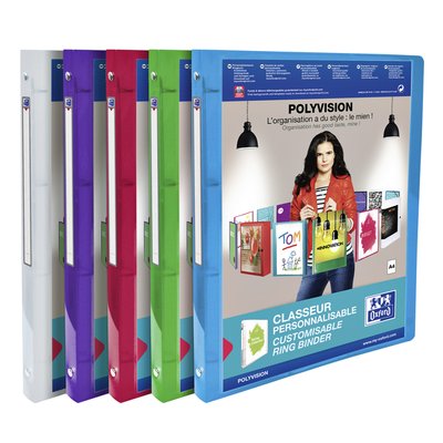 Presentatieringband Oxford Polyvision A4 4-rings O-mech 20mm assorti