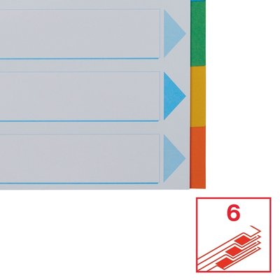 Intercalaire Esselte Standart A4 6 onglets 11 perf carton assorti