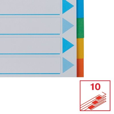 Intercalaire Esselte Standart A4 10 onglets 11 perf carton assorti
