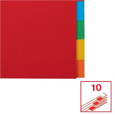 Tabbladen Esselte Economy A4 10-delig karton 11-rings assorti