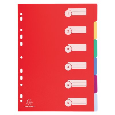 Intercalaires Exacompta 11 perf 6 onglets 225x297mm PP assorti