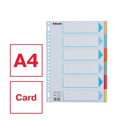 Tabbladen Esselte Premium A4 6-delig karton 23-rings assorti