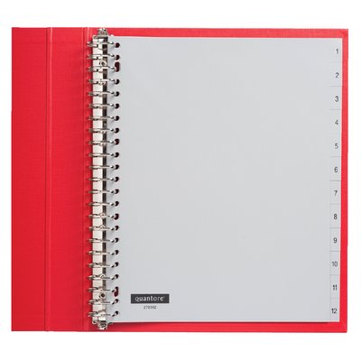 Intercalaire Quantore 23 perforations numéro 1-12 extra large PP gris