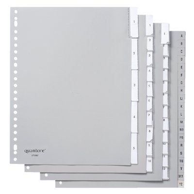 Intercalaire Quantore A4 23 perforations 20 onglets A-Z Extra large gris