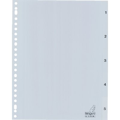 Intercalaire Kangaro G405CM A4 23 perforations numéro 1-5 PP gris