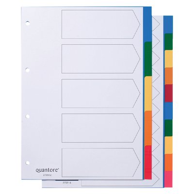 Intercalaire Quantore 4 perforations 5 onglets PP assorti