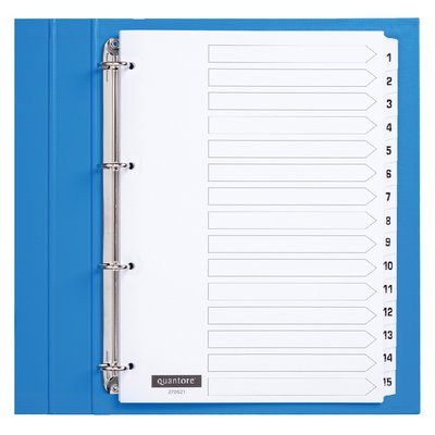 Intercalaire Quantore 4 perforations numéro 1-15 carton blanc