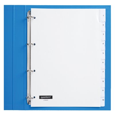 Intercalaire Quantore 4 perforations 10 onglets+fenêtre PP blanc