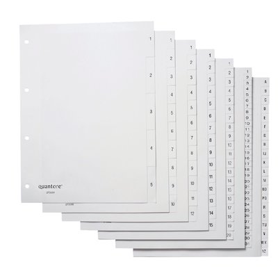 Intercalaire Quantore 4 perforations numéro 1-5 PP blanc