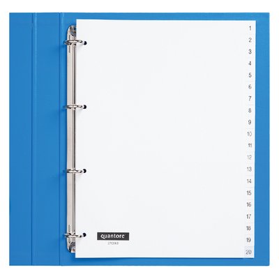 Intercalaire Quantore 4 perforations numéro 1-20 PP blanc