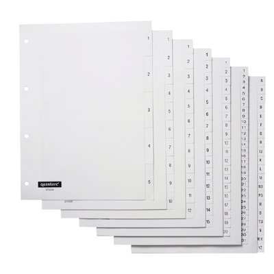 Intercalaire Quantore 4 perforations numéro 1-20 PP blanc