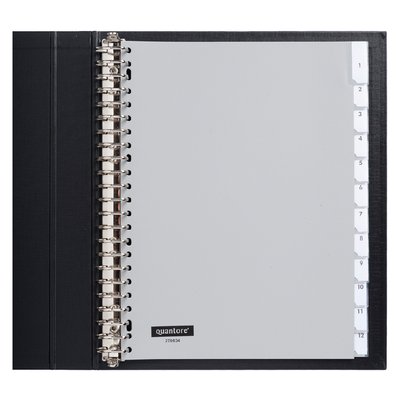 Intercalaire Quantore 23 perforations 12 onglets+fenêtre PP gris