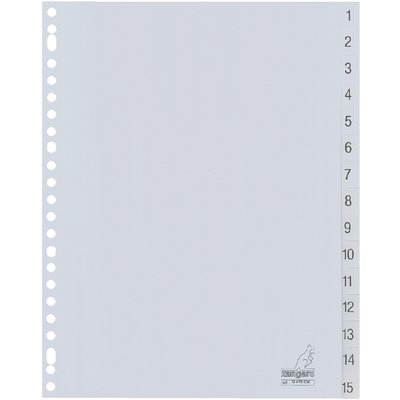 Intercalaire Kangaro G415CM A4 23 perforations numéro 1-15 PP gris