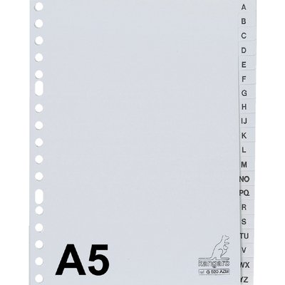 Intercalaire Kangaro G520AZM A5 17 perforations alphabet PP gris