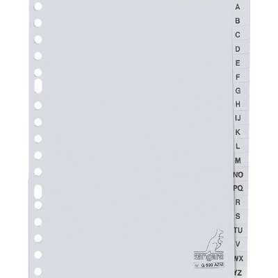 Intercalaire Kangaro G520AZM A5 17 perforations alphabet PP gris