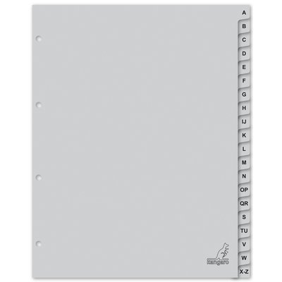 Intercalaire Kangaro G420AZ-B A4 4 perforations 20 onglets A-Z Large PP gris
