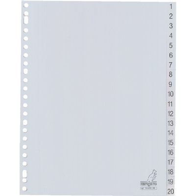 Intercalaire Kangaro G420CM A4 23 perforations numéro 1-20 PP gris