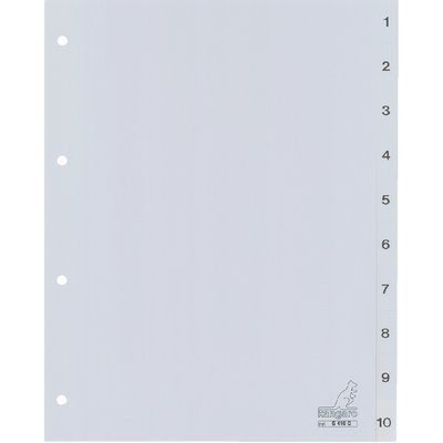 Intercalaire Kangaro G410C A4 4 perforations numéro 1-10 PP gris