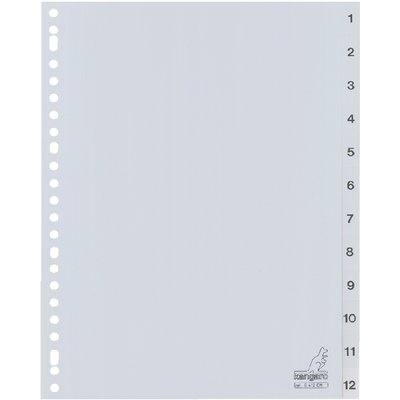 Intercalaire Kangaro G412CM A4 23 perforations numéro 1-12 PP gris
