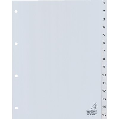 Intercalaire Kangaro G415C A4 4 perforations numéro 1-15 PP gris