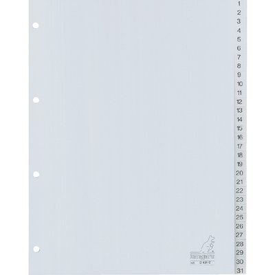Intercalaire Kangaro G431C A4 4 perforations numéro 1-31 PP gris