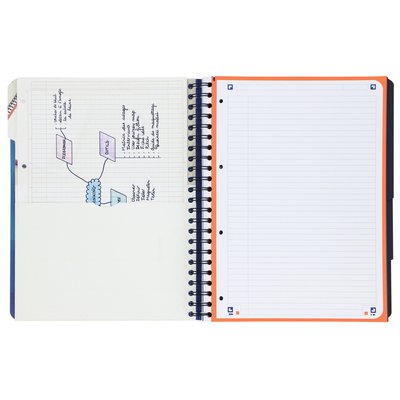 Cahier Projet Oxford School A4+ ligné 4 perf 240 pages 80g bleu
