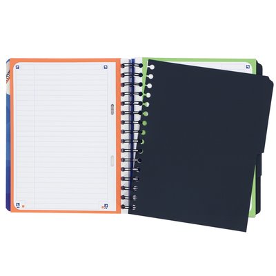 Cahier Projet Oxford School A5+ ligné 6 perf 240 pages bleu
