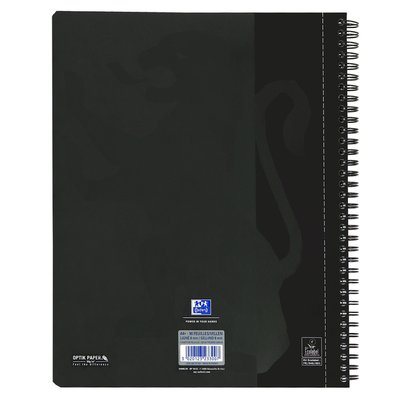 Collegeblok Oxford A4+ lijn 4-gaats 180 pagina's 80gr zwart