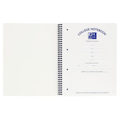 Collegeblok Oxford A4+ lijn 4-gaats 180 pagina's 80gr zwart