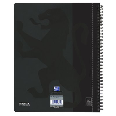 Bloc de cours Oxford A4+ carreau 5mm 4 perf 180 pages 80g noir