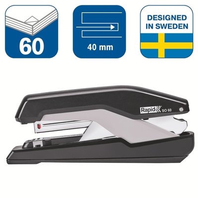 Agrafeuse Rapid S60 bande complète 60 feuilles 24/6 noir/gris