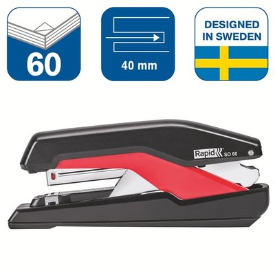 Agrafeuse Rapid Supreme SO60 pleine bande 60 feuilles noir/rouge