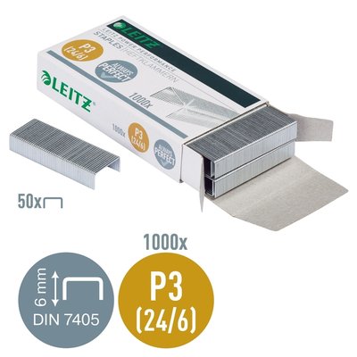 Agrafes Leitz 24/6 zingué 1000 pièces