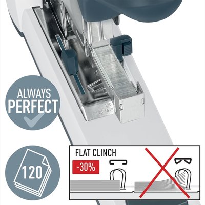 Agrafeuse Leitz Heavy Duty Flat Clinch 120 feuilles argent