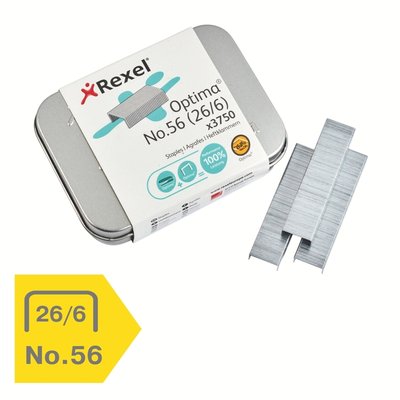 Agrafes Rexel Optima n°56 26/6 galvanisé 3750 pièces