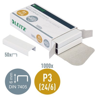 Agrafes Leitz 24/6 blanc 1000 pièces