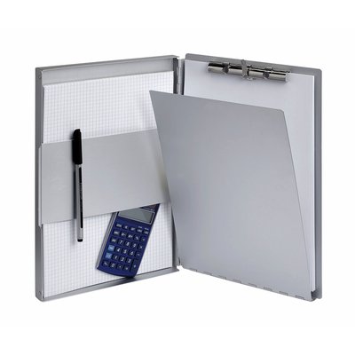 Porte-bloc avec coffret MAULassist A4 ouverture latérale aluminium