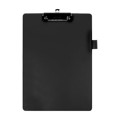 Klembord Quantore A4 staand PVC zwart met 100mm klem + penlus