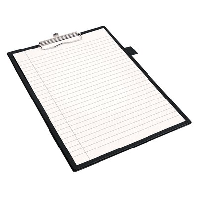 Klembord Quantore A4 staand PVC zwart met 100mm klem + penlus
