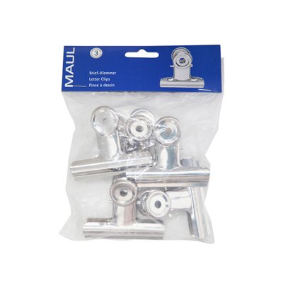 Papierklem MAUL Bulldog 70mm capaciteit 40mm zilver 5 stuks