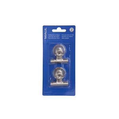 Papierklem MAUL Bulldog met magneet 40mm zilver 2 stuks